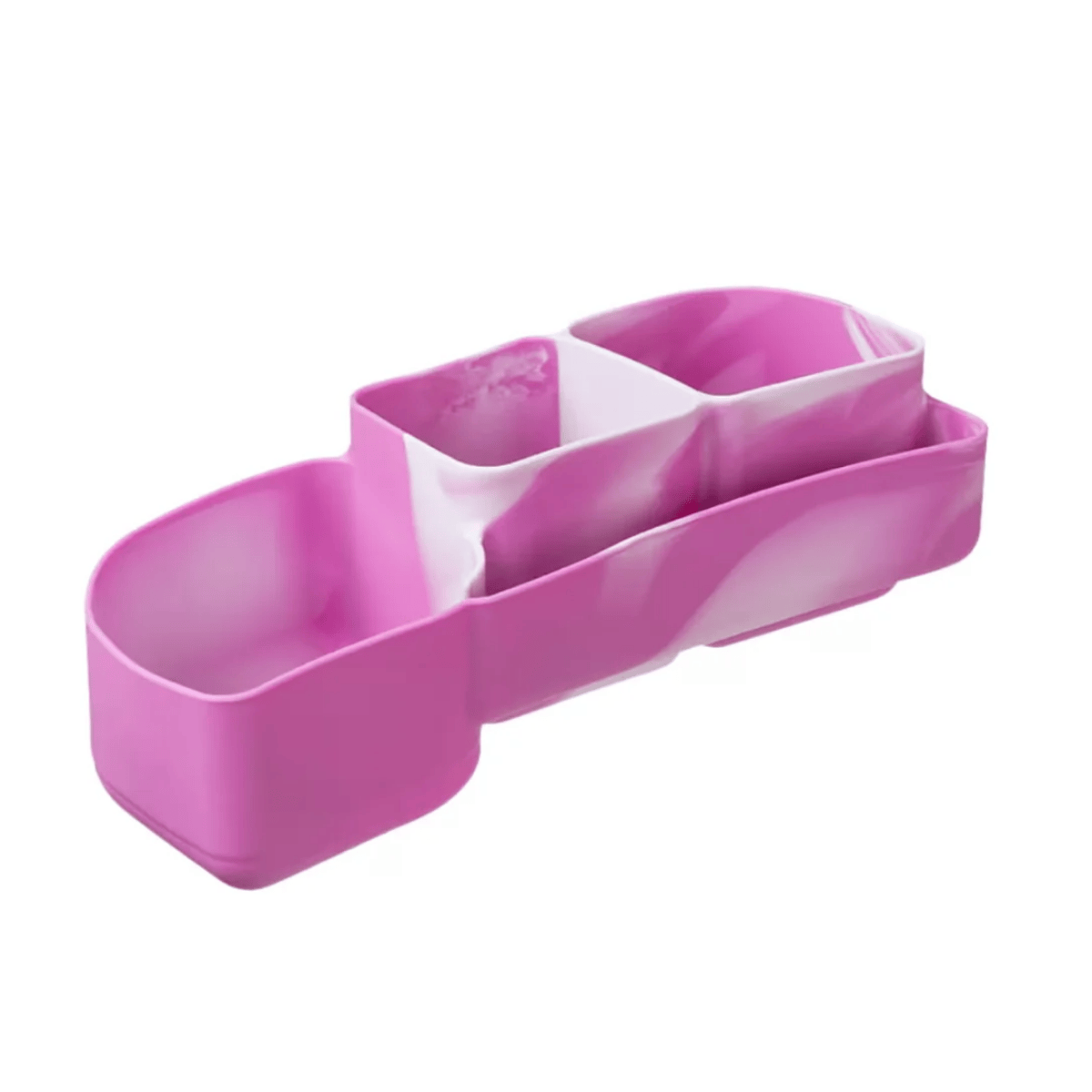 Pink and white plastic organizer on a white background