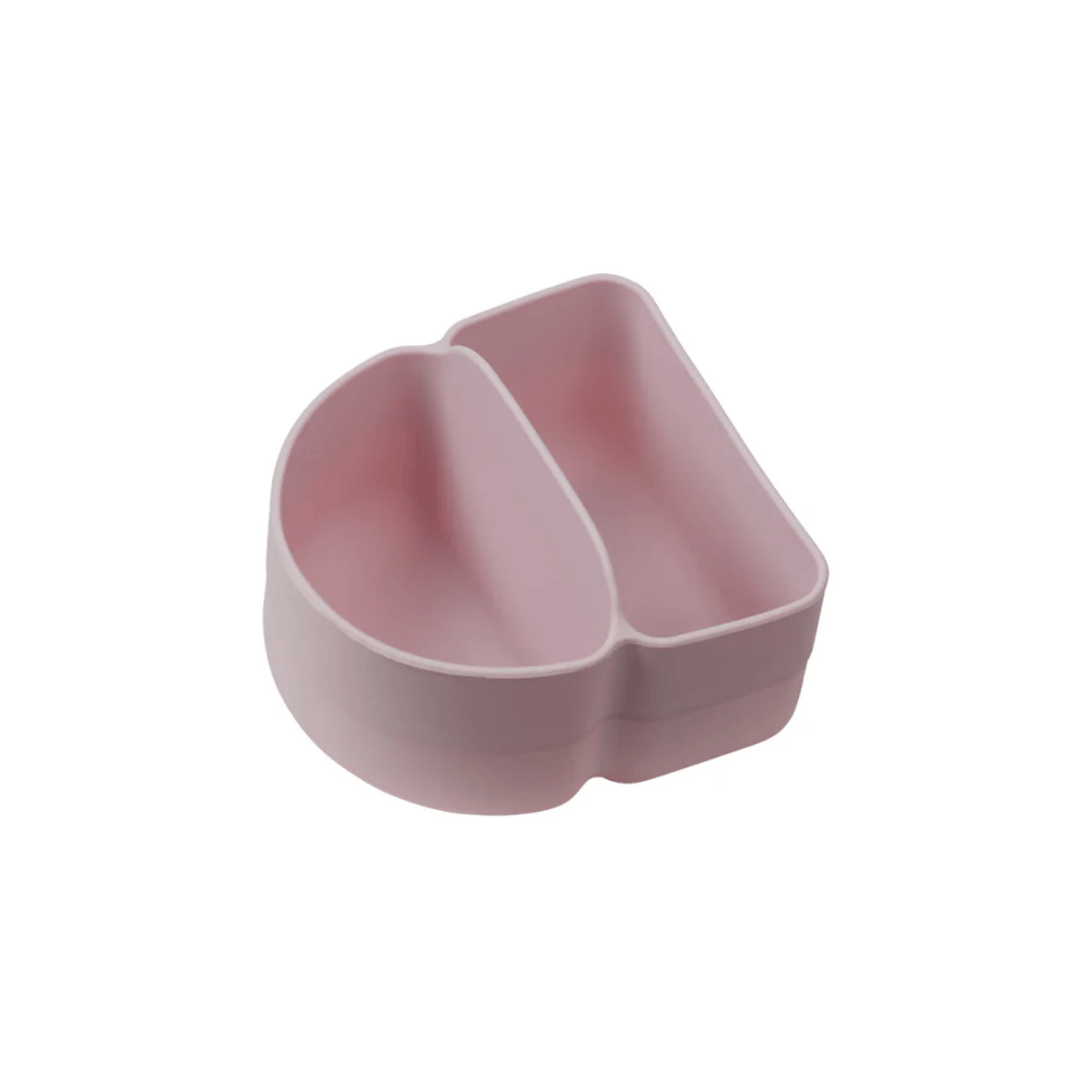 Pink ceramic dish with a heart-shaped design on a white background