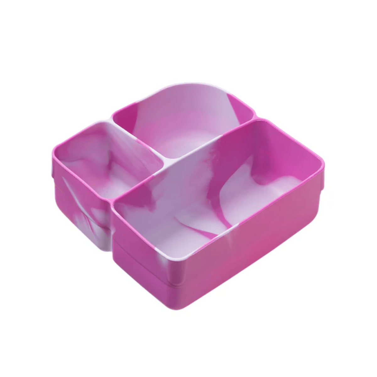 Pink compartmentalized container on a white background