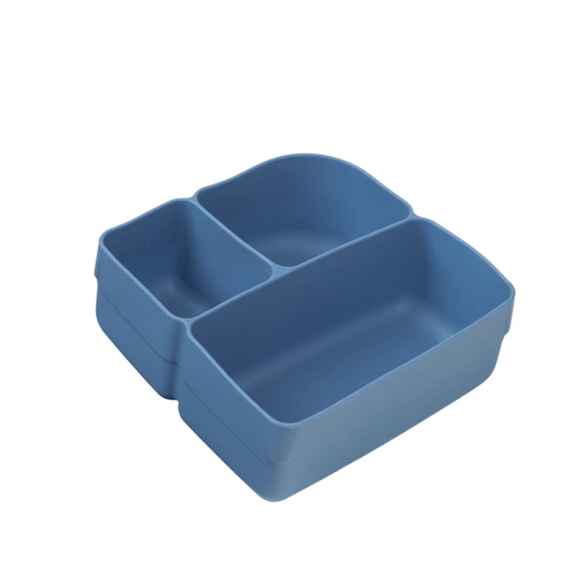 Blue divided tray on a white background