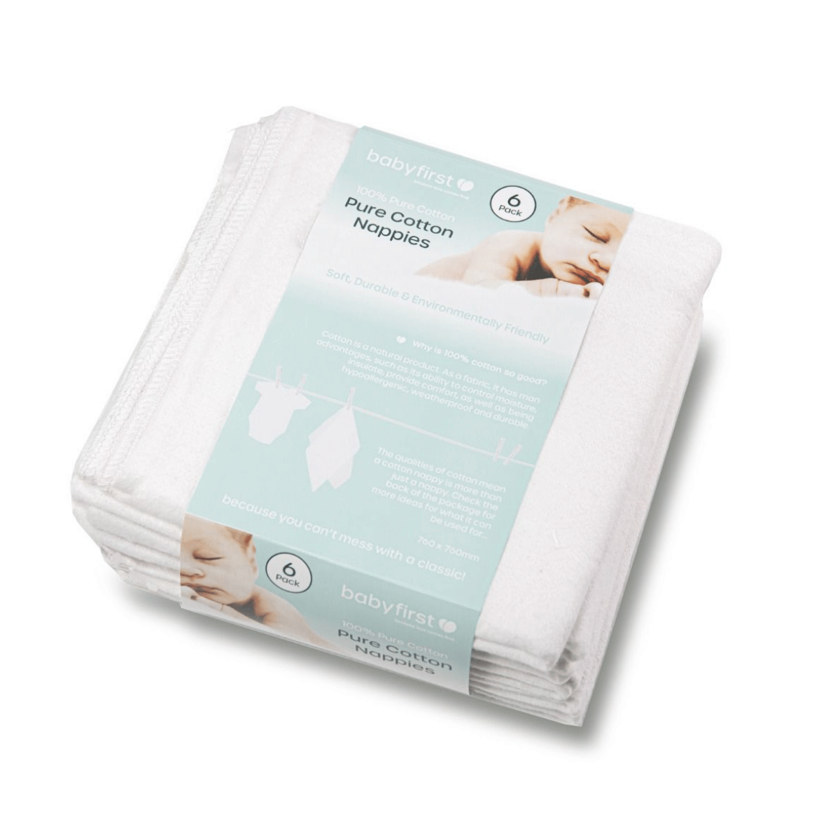 Baby First - 6 Pk Cloth Nappies
