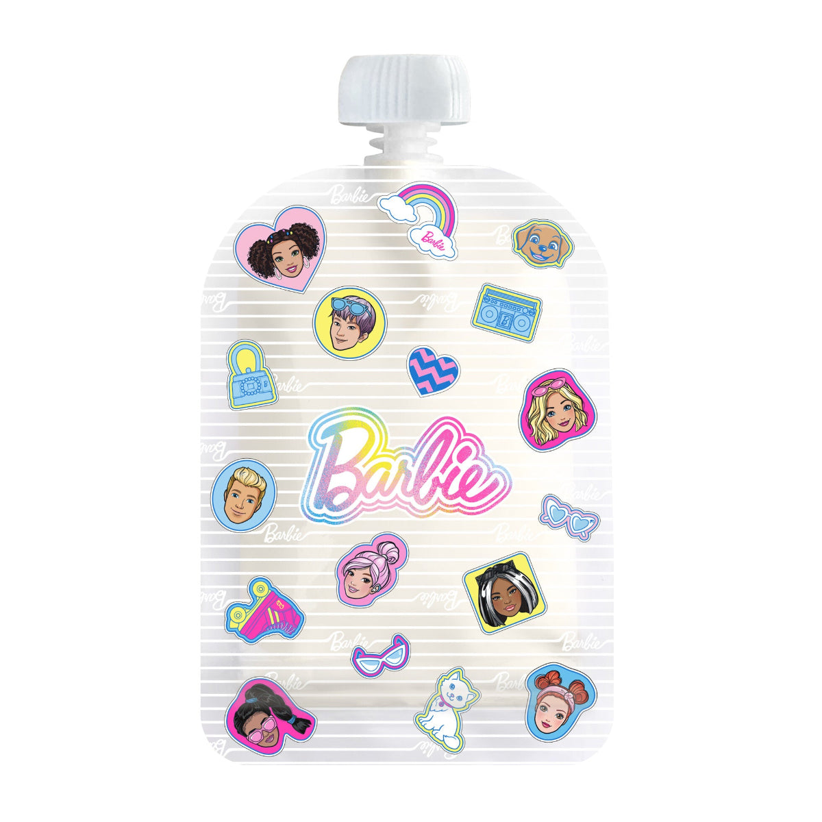 Barbie-themed stickers on a white background