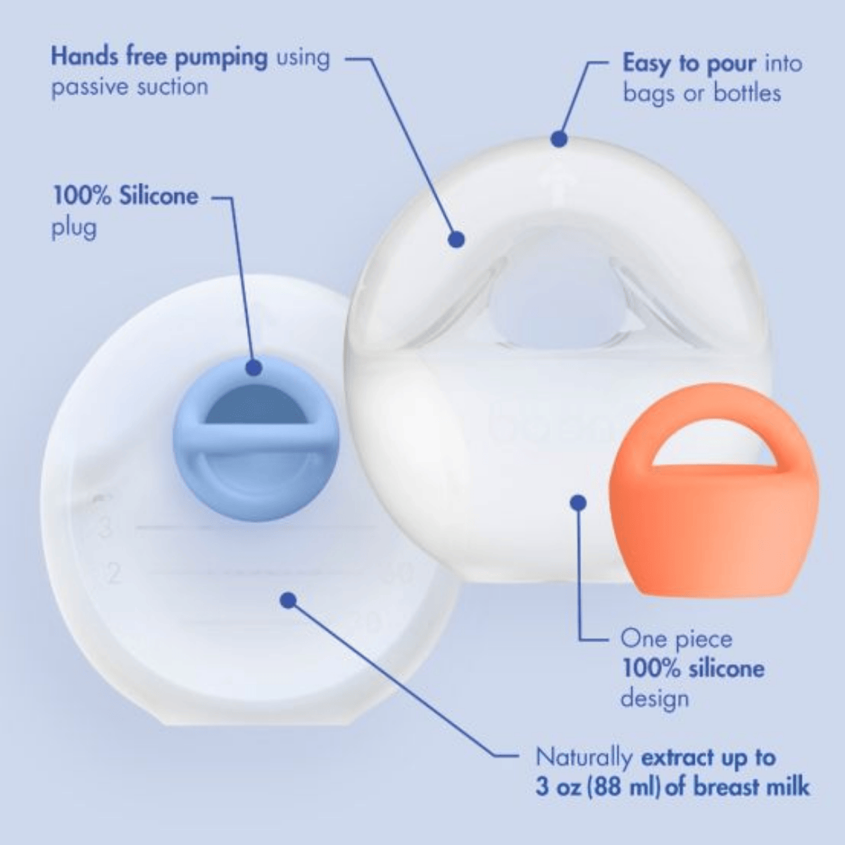 BOON - Trove Breast pumps highlighted on a light blue background