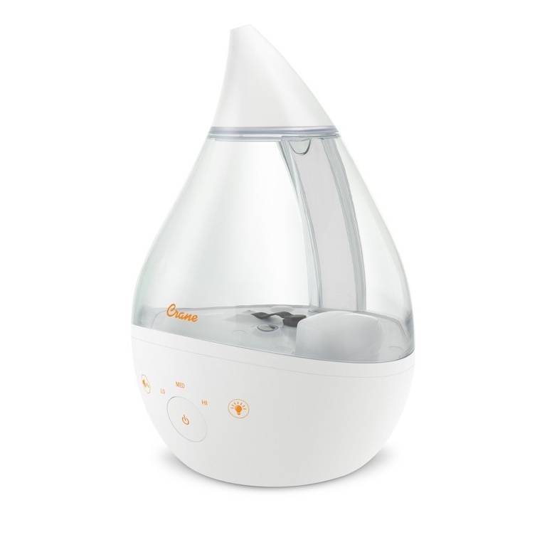 White and clear humidifier with ' Crane' branding on a white background