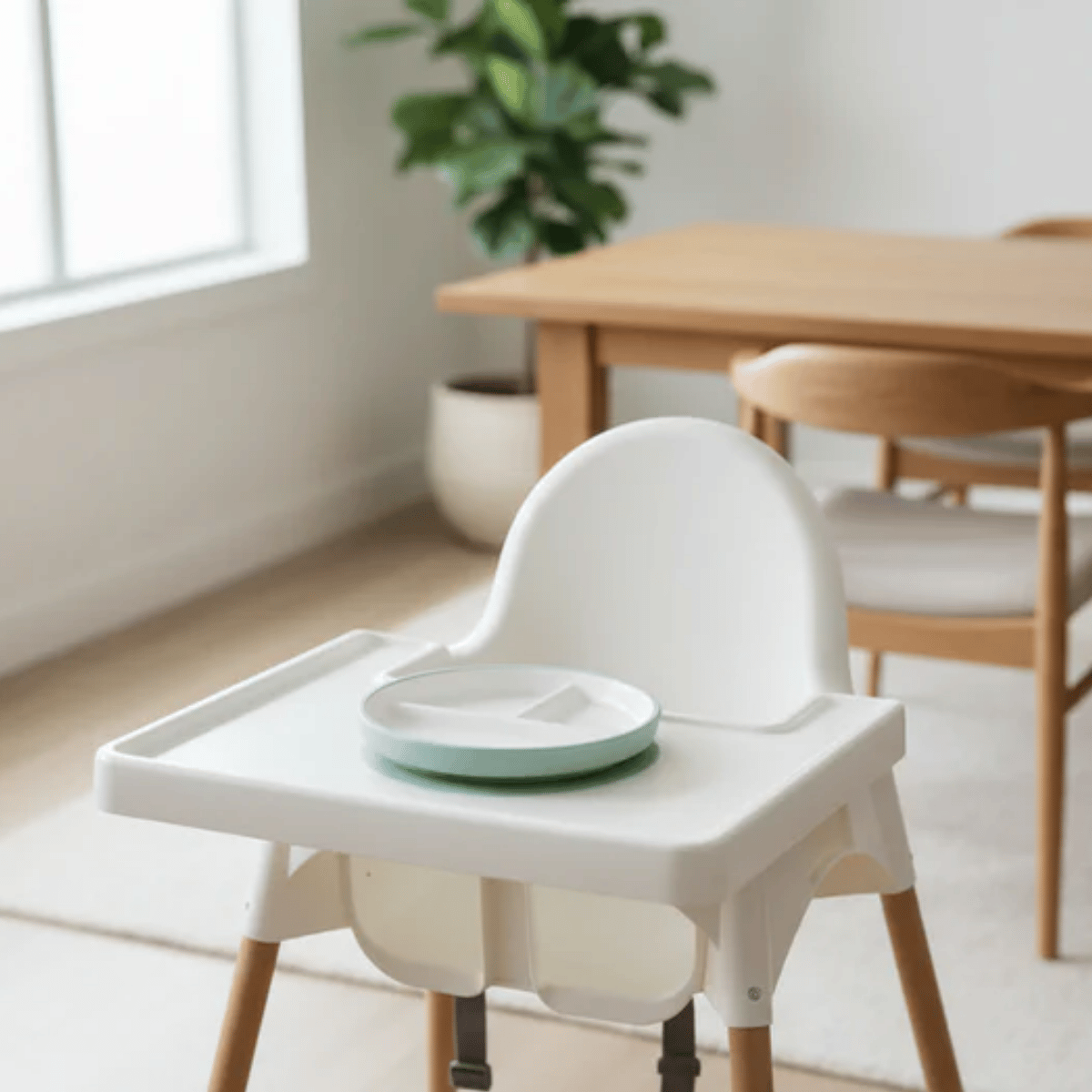 Ceramic divided plate with suction bottom 