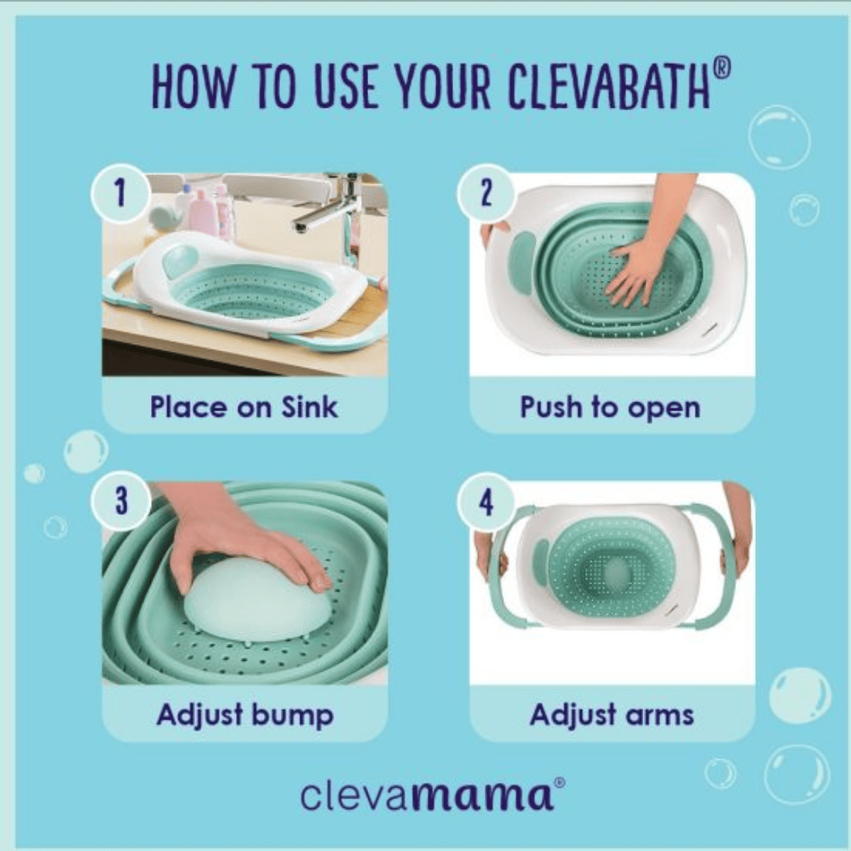 Instructions on how to use a ClevaBath product with images and text.