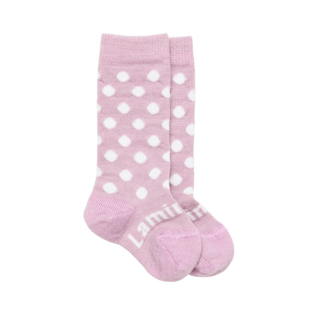 pink and white polka dot knee high lamington socks 