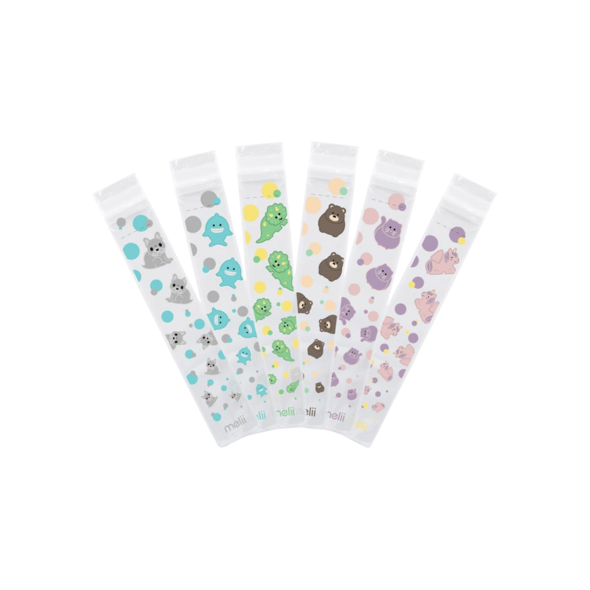 Set of Melii reusable DIY Freezies suitable for yogart and smoothies and fresh juice. 