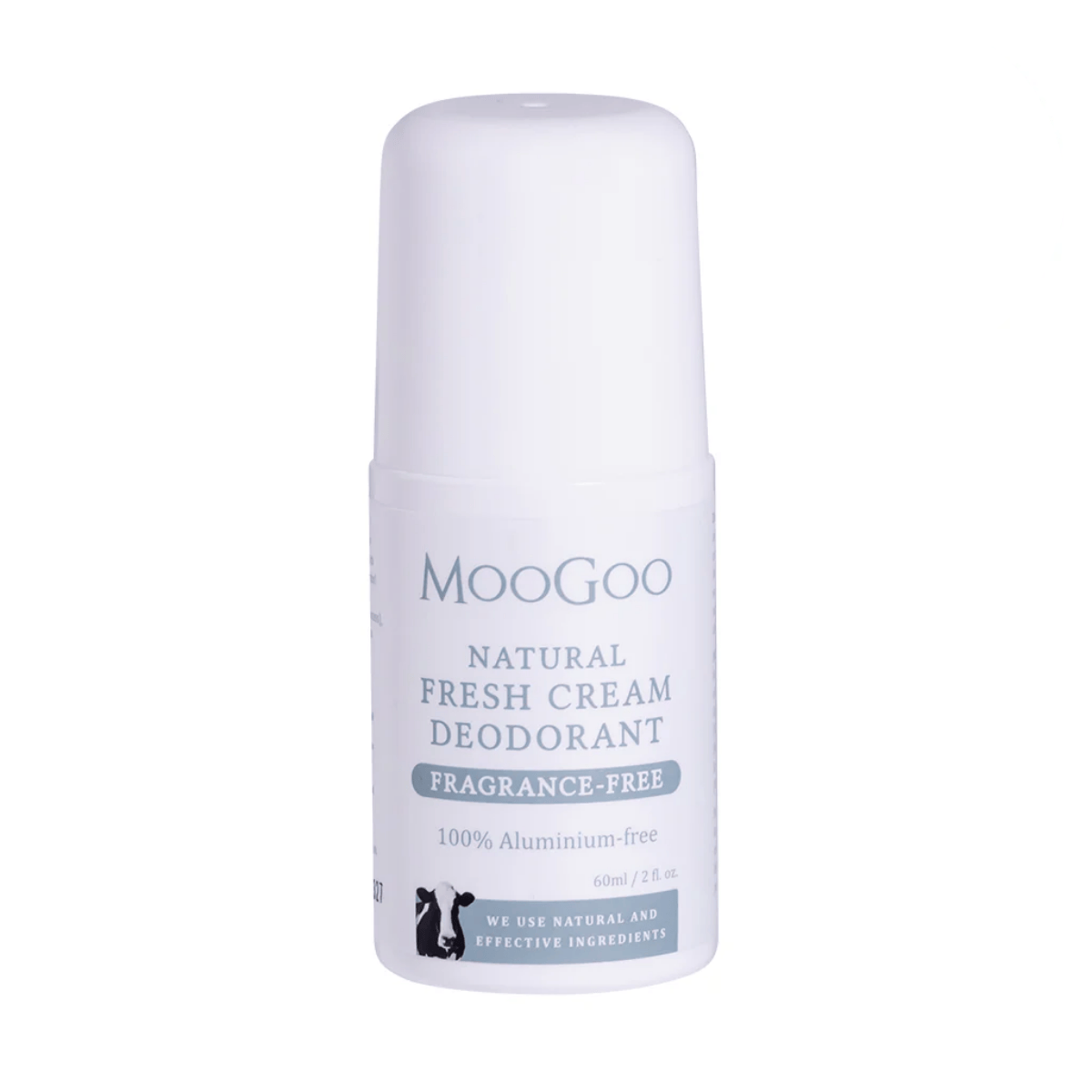 Moogoo natural fresh cream deodorant on a white background