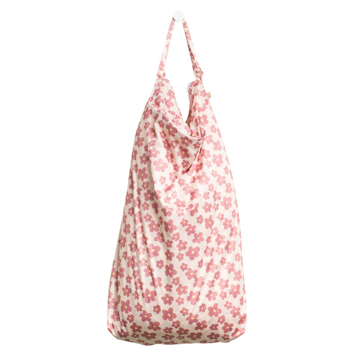 Floral-patterned bag on a white background