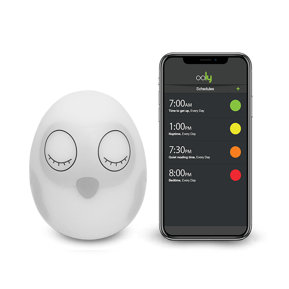 The Ooly Sleep Training Clock uses an intuitive app, allowing you to change colours of the nightlight and scheduled wake up times at a push of a button. 