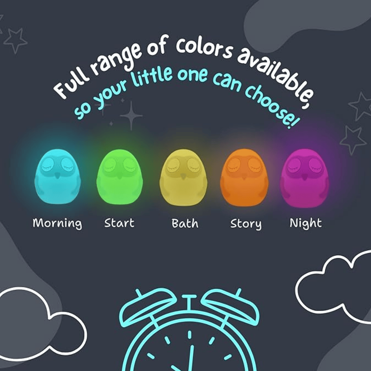 The Ooly Sleep Training Clock uses an intuitive app, allowing you to change colours of the nightlight and scheduled wake up times at a push of a button. 