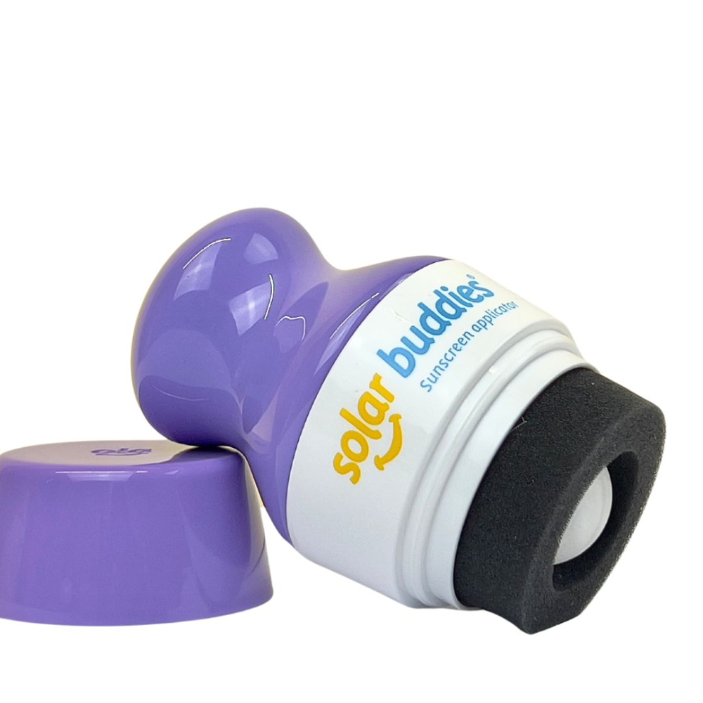 The Full coloured Purple Solar Buddie is a refillable sunscreen applicator for kids and babies of any age. It&#39;s easy to use, no mess and perfect for outdoor fun and travel.