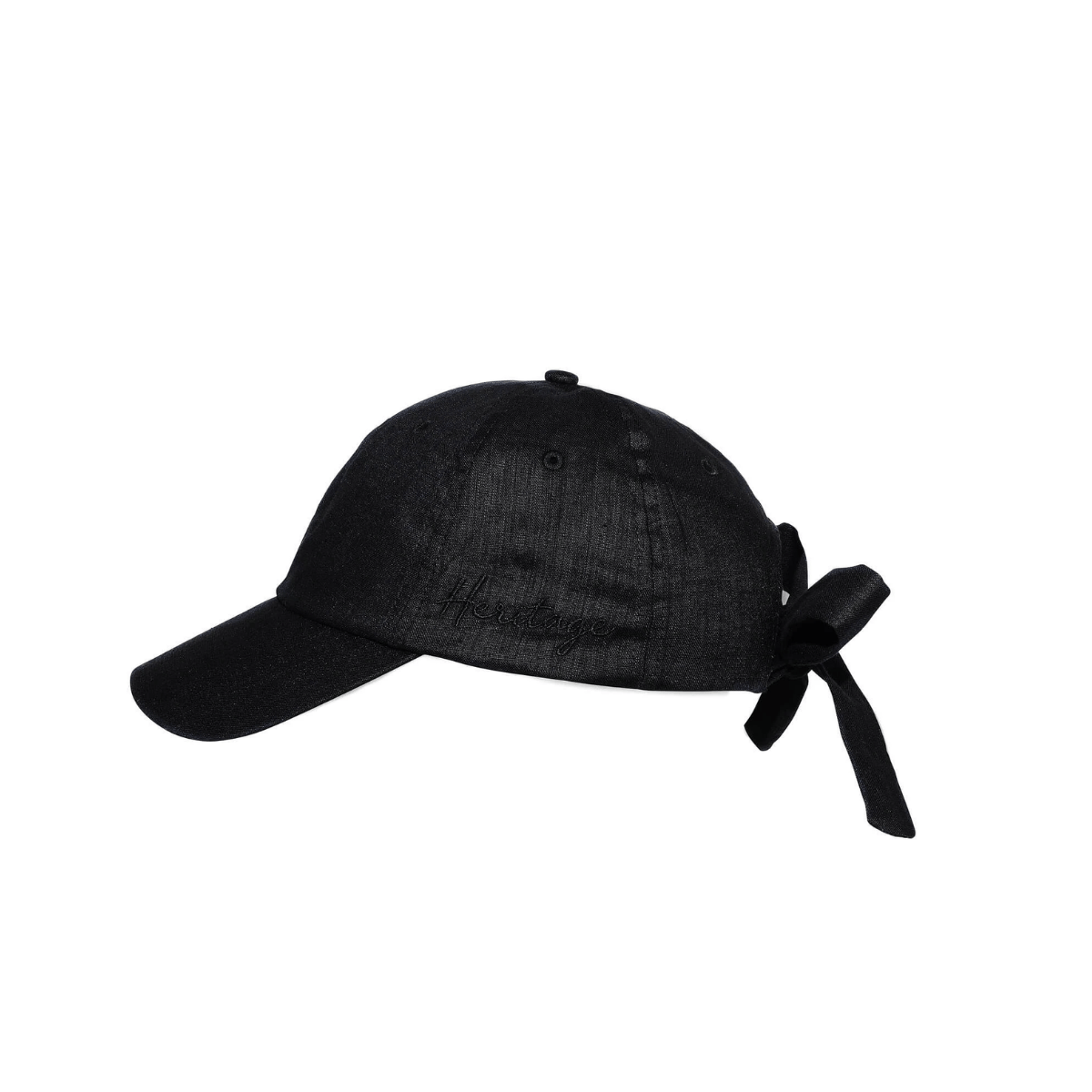 Black cap with a bow on a white background