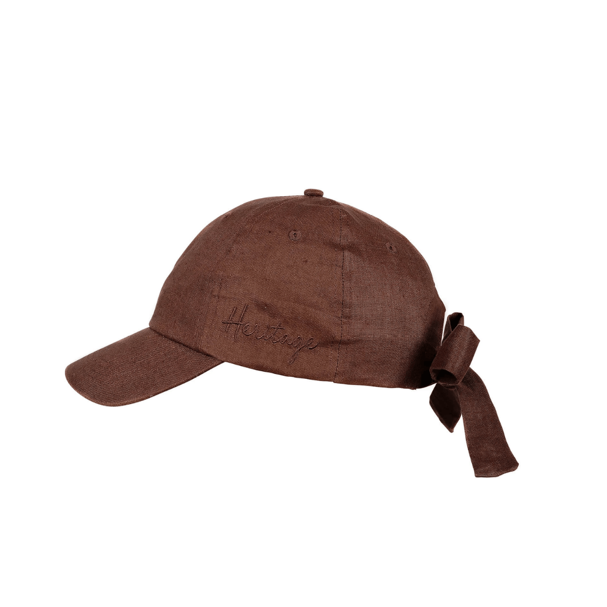 Brown cap with a bow on a white background