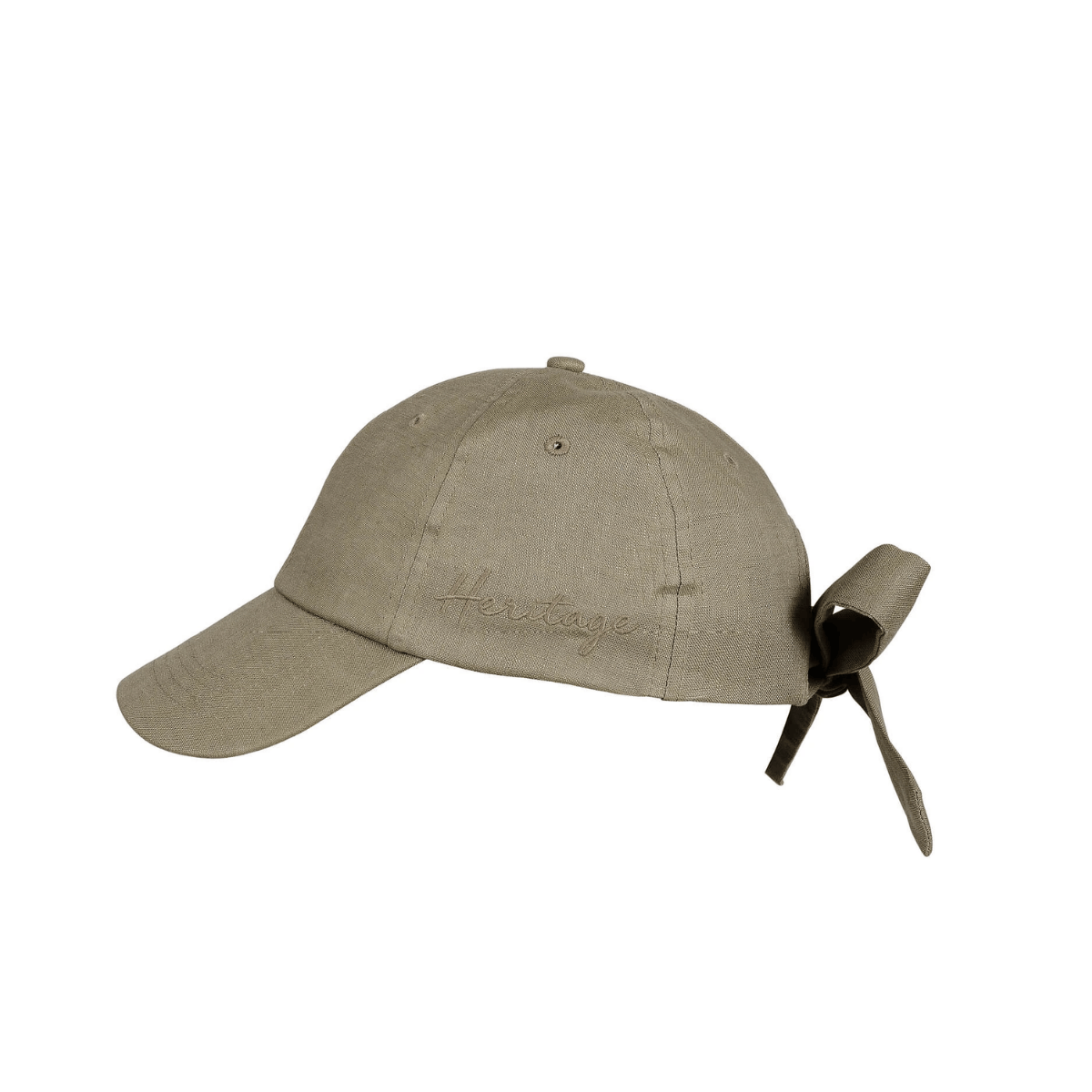 Sage cap with a bow on a white background