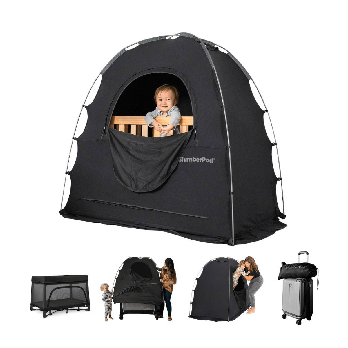 The SlumberPod is the original patented blackout sleep tent for babies and toddlers, blocking out 95% of light.