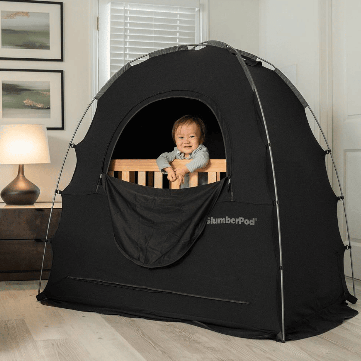 The SlumberPod is the original patented blackout sleep tent for babies and toddlers, blocking out 95% of light.