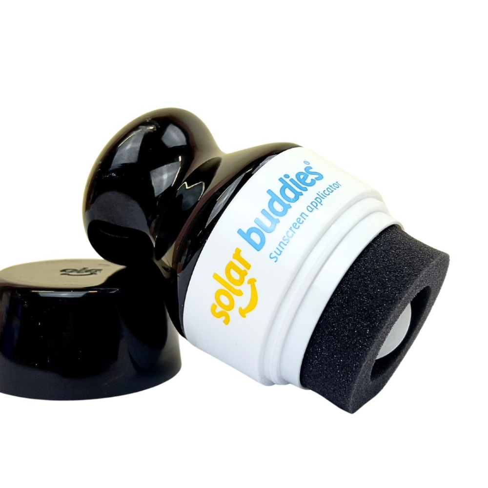 The Full coloured black Solar Buddie is a refillable sunscreen applicator for kids and babies of any age. It&#39;s easy to use, no mess and perfect for outdoor fun and travel.