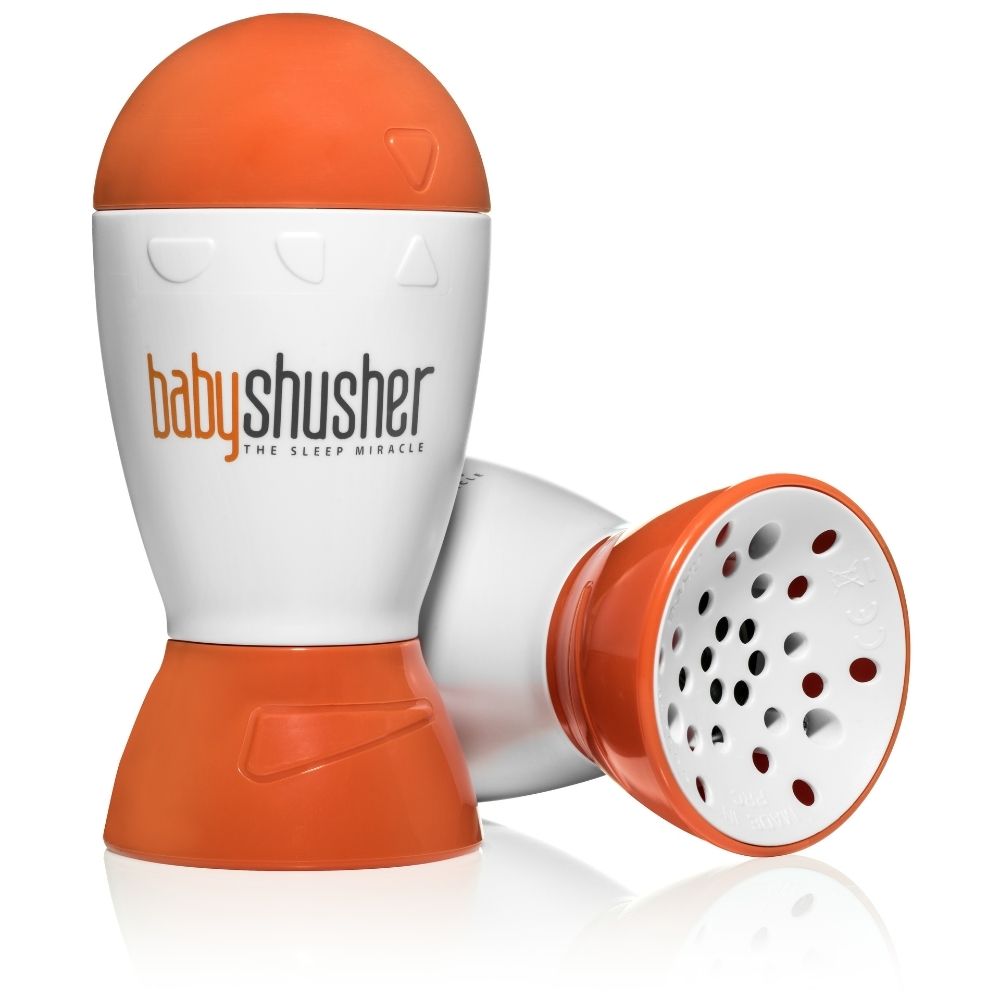 The baby shusher uses white noise to shh your baby back to sleep or break them out of a crying spell for 30 minutes.
