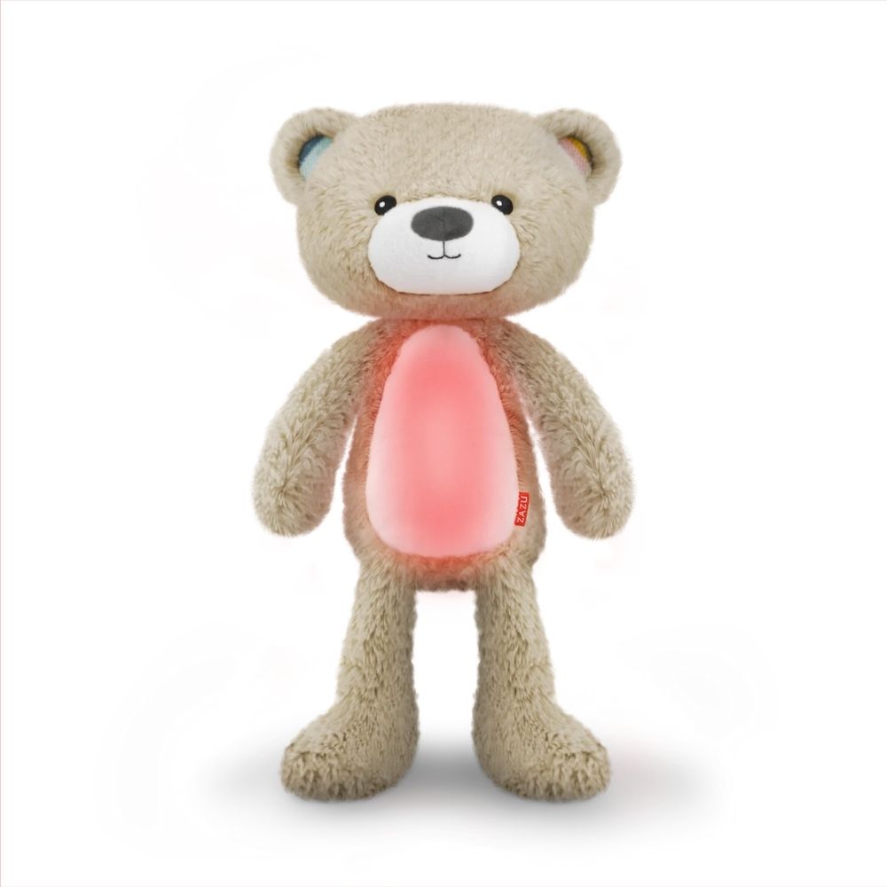 Brody the Bear Sleeptrainer with a red light which means sleep.