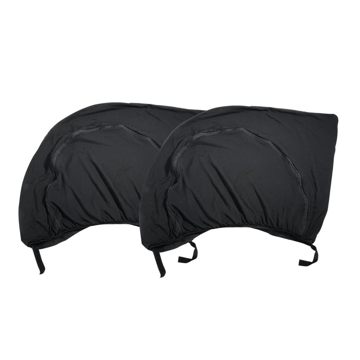 Two black car sunshades on a white background