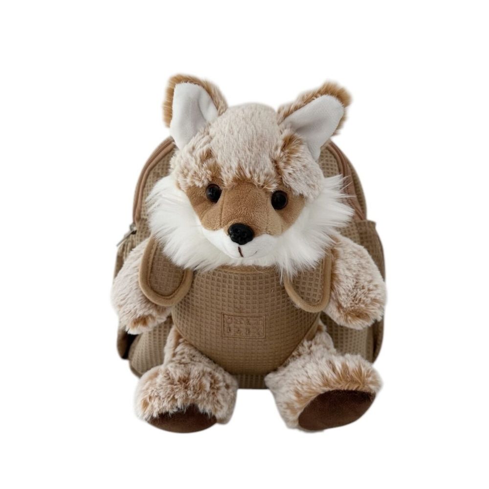 Chai Baby Fox Backpack for kids with a carrier on the front to hold a child&#39;s favourite toy.