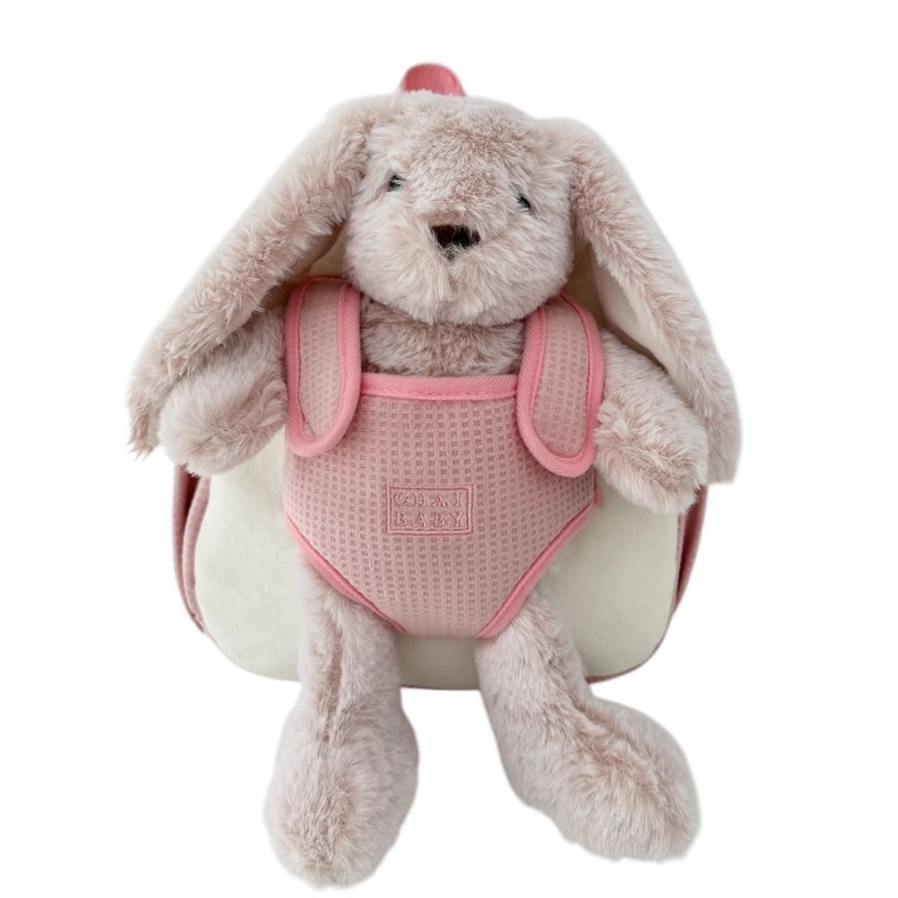 A closeup of the Pink Bunny Backpack.