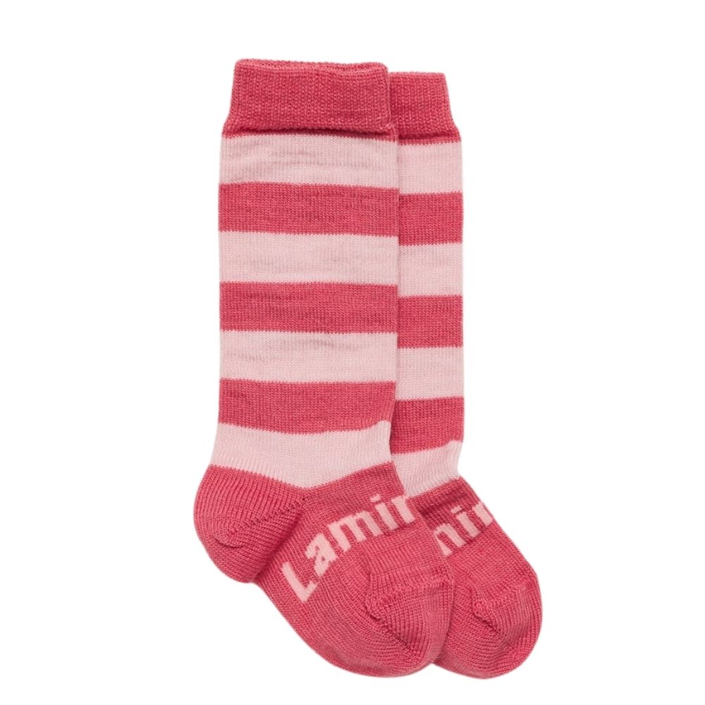 pink striped knee high lamington socks