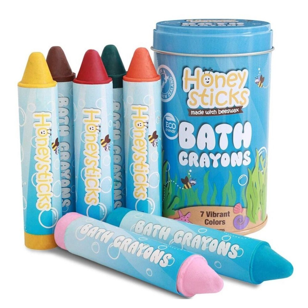 7 Bath crayons designed to be used in the bath to draw for kids.