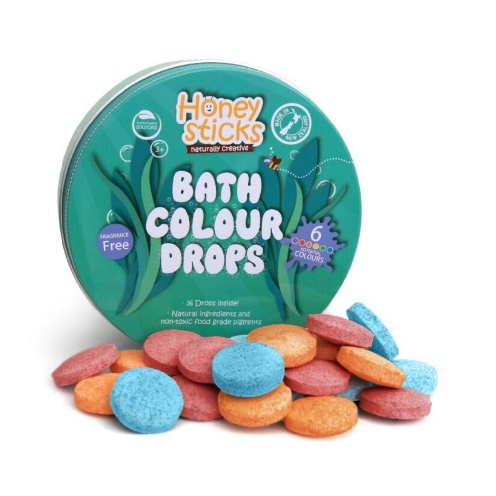 36 colourful bathdrops that kids can use to make bath time more fun.