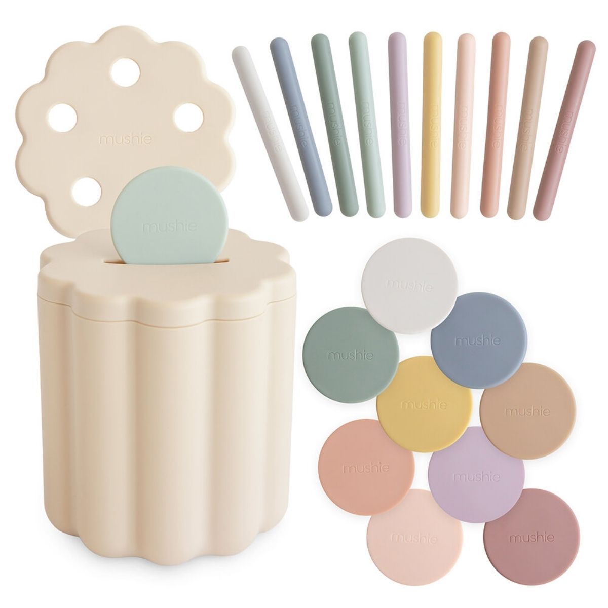 A plastic box that kids can sort out coins and tubes into to help with sensory learning and fine motor skills.