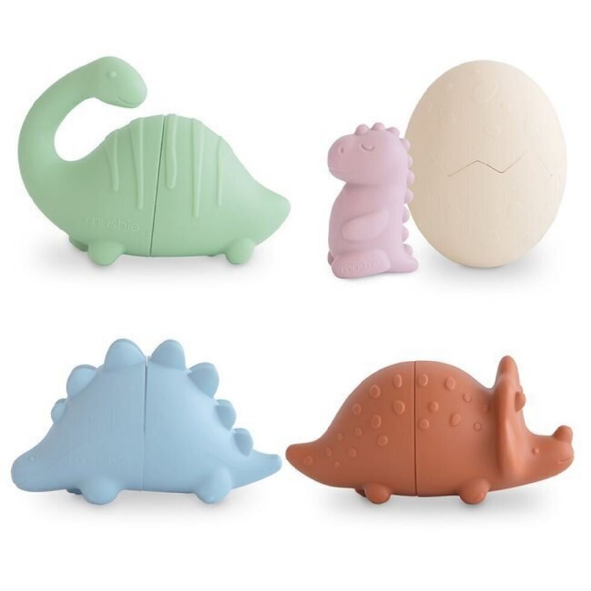 5 Mushie Bath Toys made out of food grade silicone. Mould Free.