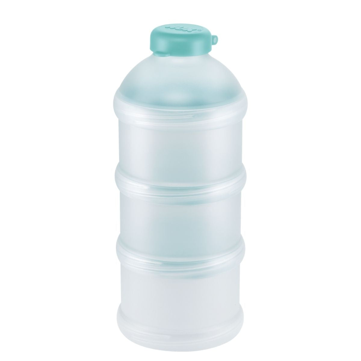 The NUK Milk Powder Dispenser has three containers for pre-portioning formula or cereal powder. It includes a funnel for easy filling, and is dishwasher and sterilizer safe.