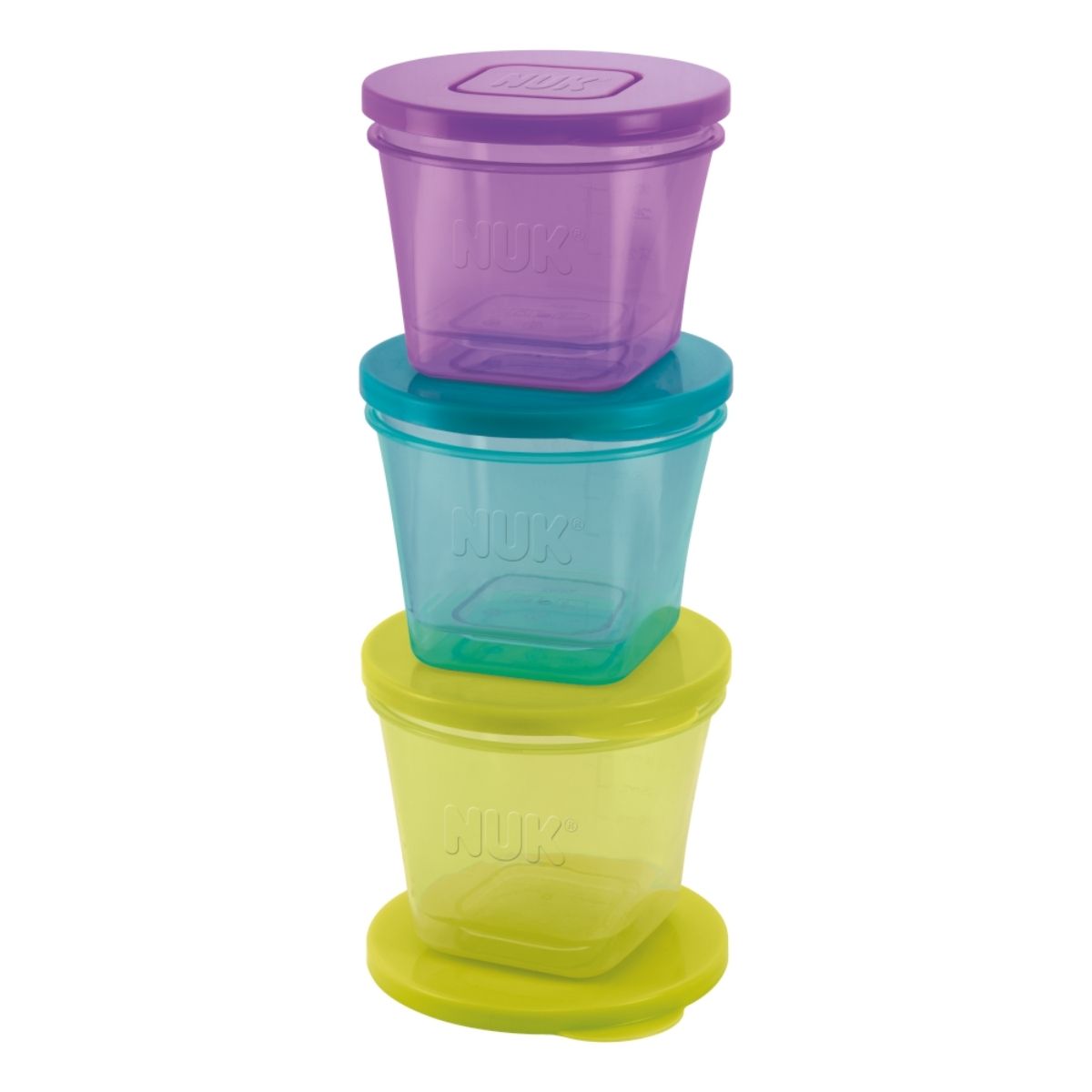 Nuk stackable food pots are made for storing puree and leftover food to keep in the fridge or the freezer.