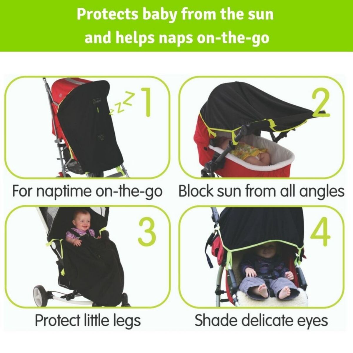 SnoozeShade - Original Buggy Blackout Shade Cover | Steel Trim