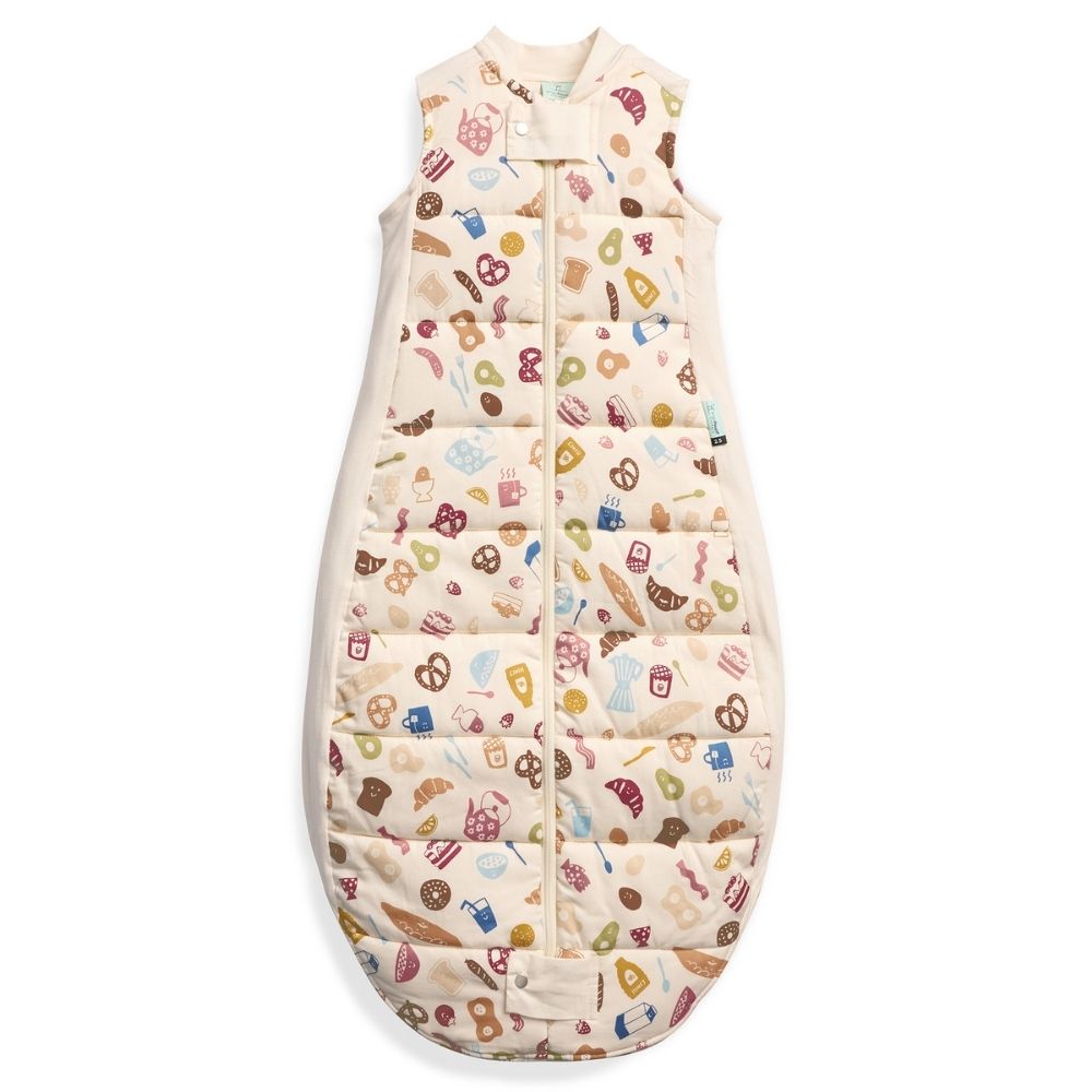 A premium, silky-smooth, wider-fit sleeping bag for infants aged 8 months+ who are sleeping arms out.