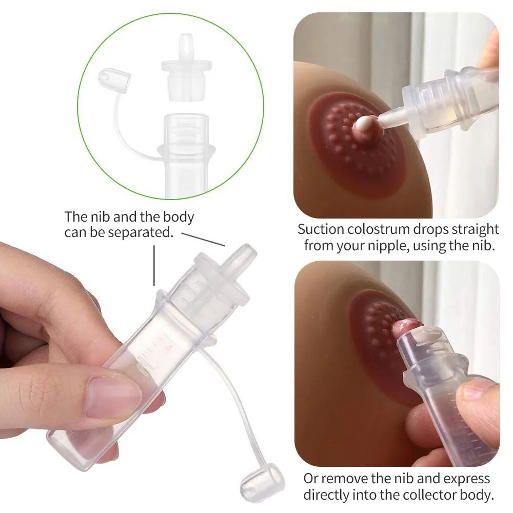 Demonstration of the Haakaa Silicone Colostrum Collector being used