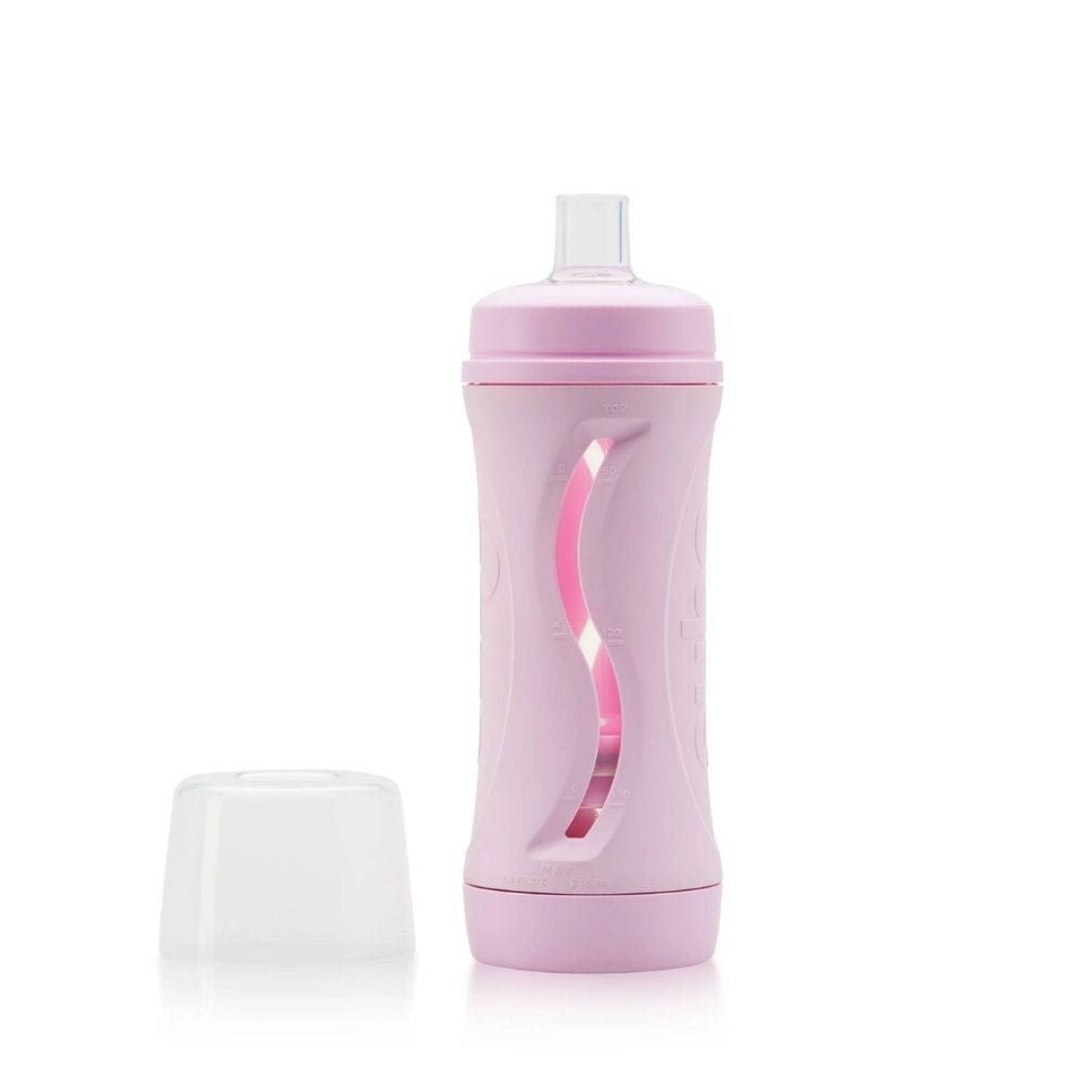 Subo Food Bottle for babies and toddlers, minimizes mess, ideal for purees, smoothies, and soft foods. Reusable and non-squeeze design. Pink colour