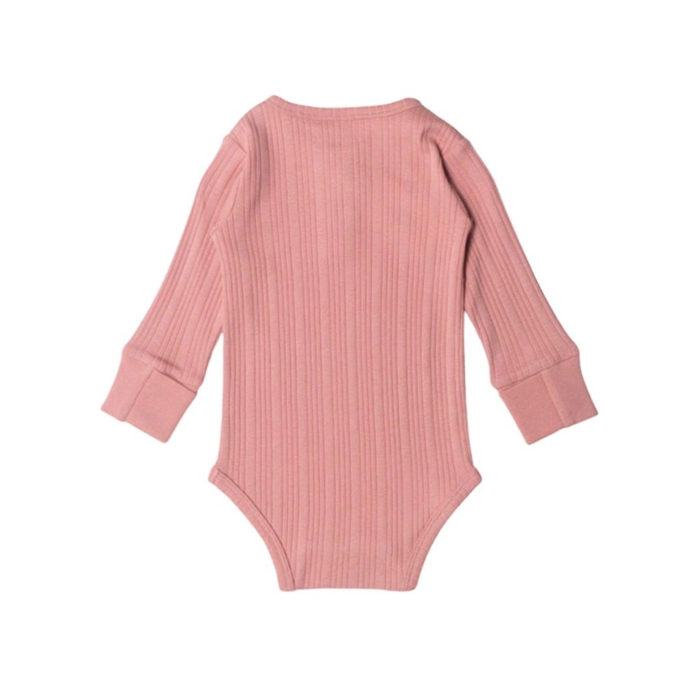 Woolbabe - Organic Cotton/Merino Long Sleeve Henley Bodysuit