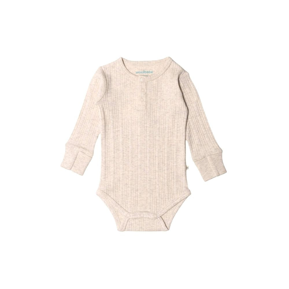 Woolbabe - Organic Cotton/Merino Long Sleeve Henley Bodysuit