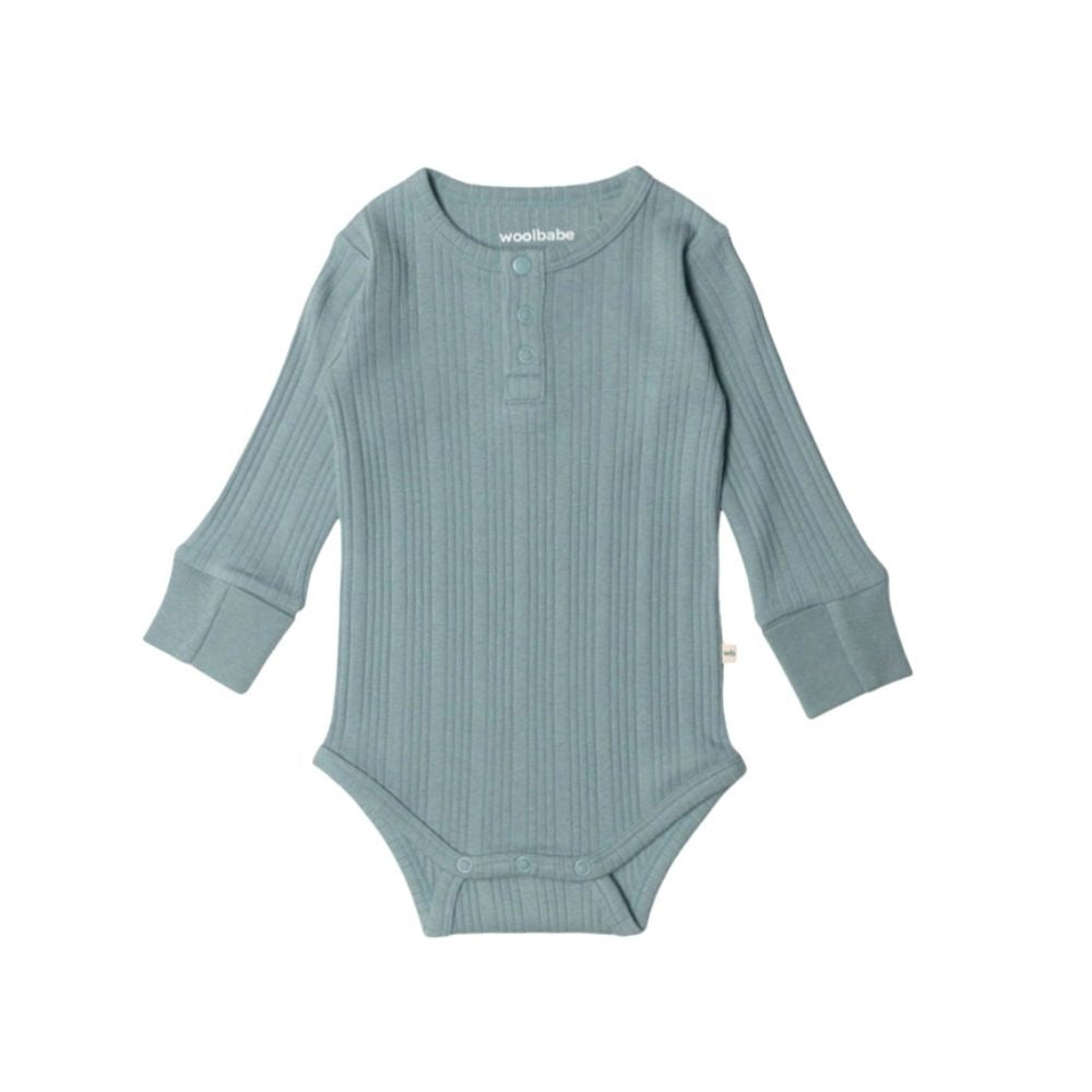 Woolbabe - Organic Cotton/Merino Long Sleeve Henley Bodysuit