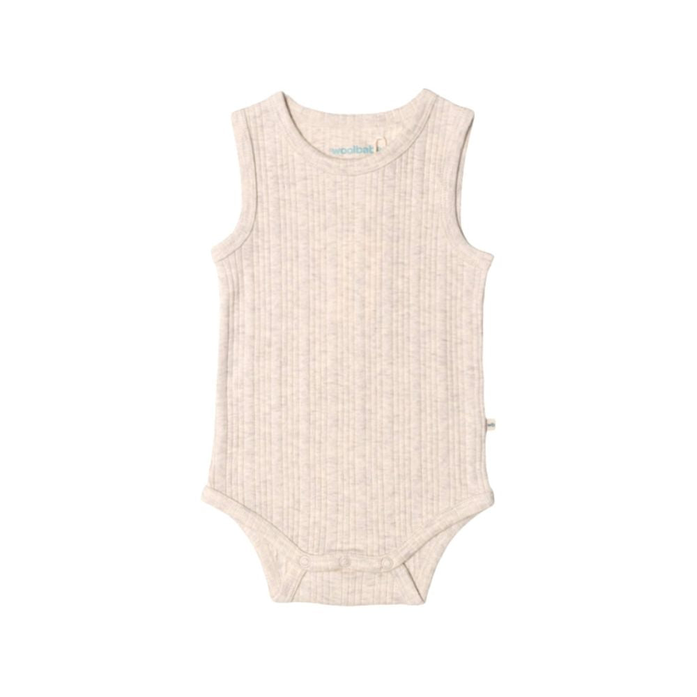 The Woolbabe Natural Marl SingletSuit is made out of organic cotton ad merino and is perfect for all year round use.