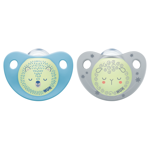 NUK - Glow In The Dark Silicone Soothers Size 0-6 Months Twin Pack