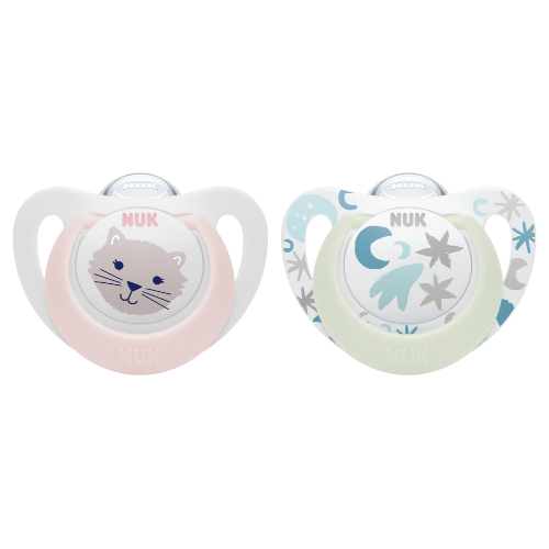 NUK - Star Silicone Soother Day &amp; Night Twin Pack